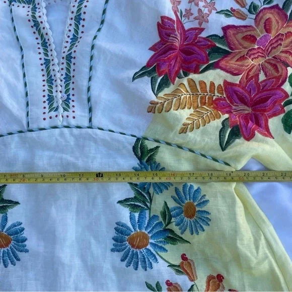 Farm Rio Bloom Garden embroidered linen maxi dress, Size L - Picture 13 of 14